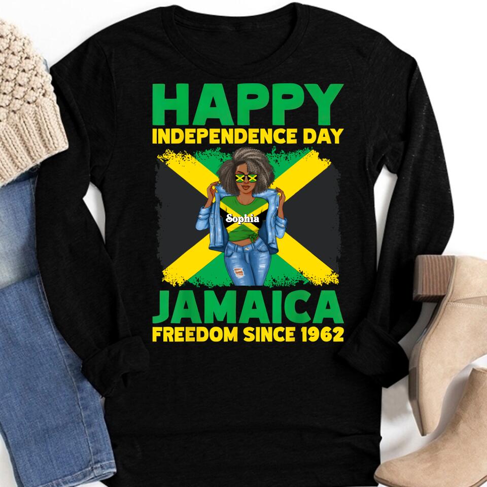 Jamaica Girl Queen Shirt Jamaincan Queen African American Afro Woman Jamaica Flag Gift Happy Independence Day 2022 Jamaica Proud Jamaican T-Shirt