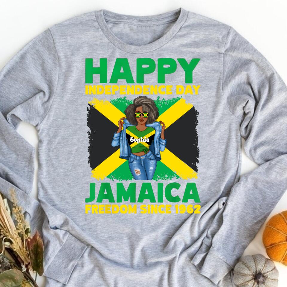 Jamaica Girl Queen Shirt Jamaincan Queen African American Afro Woman Jamaica Flag Gift Jamaican Queen - Proud and Independent black Jamaica Women T-Shirt