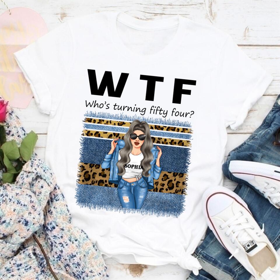 W T F Who Turning Fifty Four - Vintage 1968 Shirt, Custom Image Birthday Shirt, 54th Birthday Unique Gifts For Woman, 54th Birthday Ideas, Turning 54 Years Old Cotton Shirt