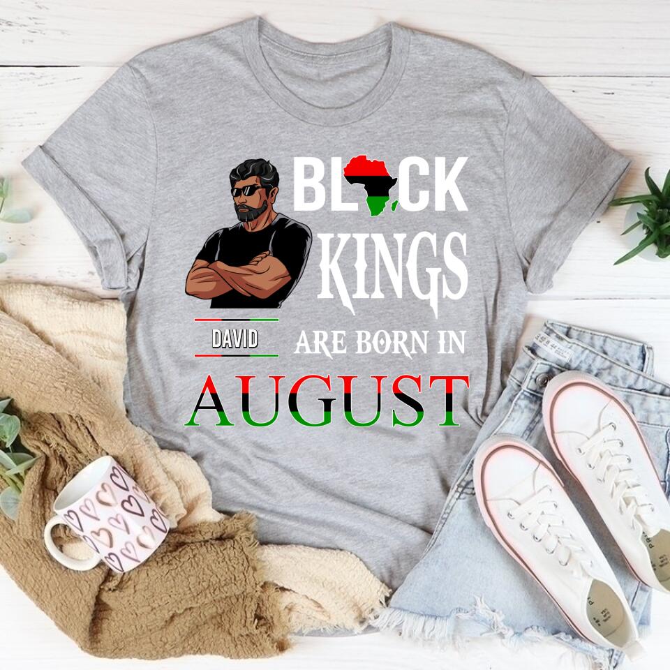 August Birthday Shirt, Custom Birthday Shirt, A Black King was born in August, August Birthday Shirts For Man, August Birthday Gifts