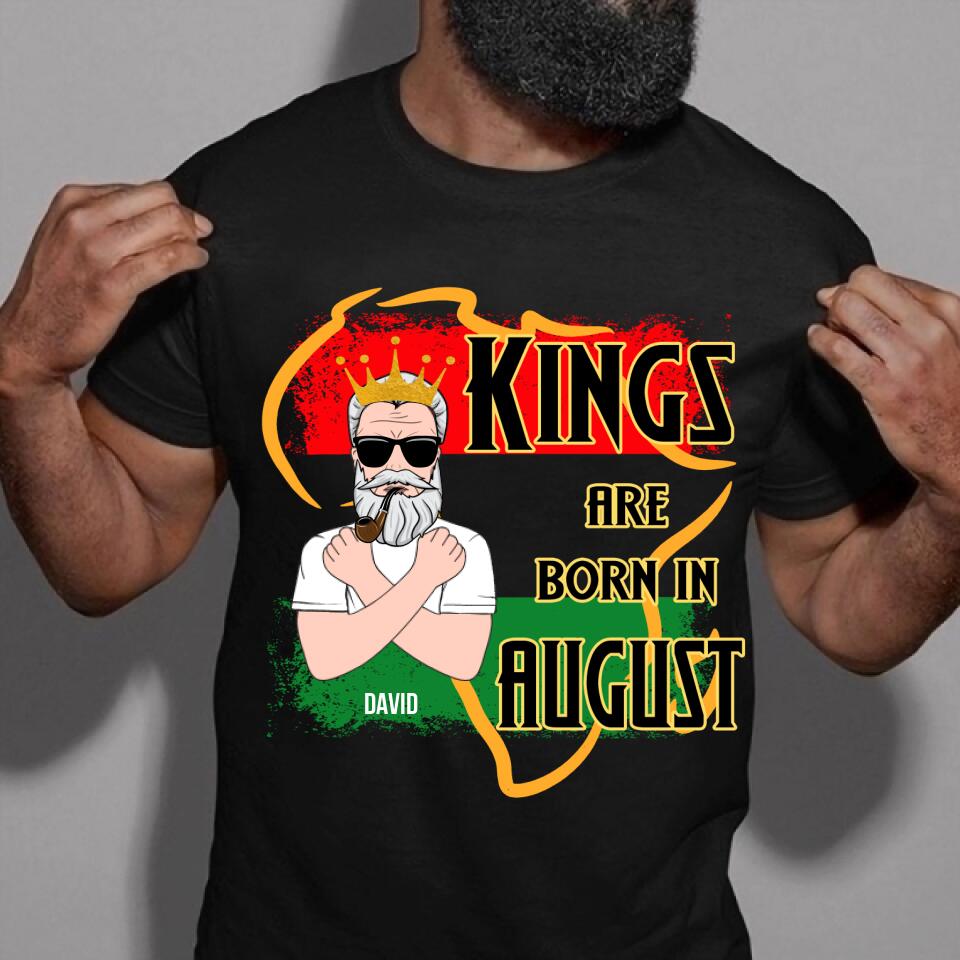 August Birthday Shirt, Custom Birthday Shirt, A Black King was born in August, August Birthday Shirts For Man, August Birthday Gifts