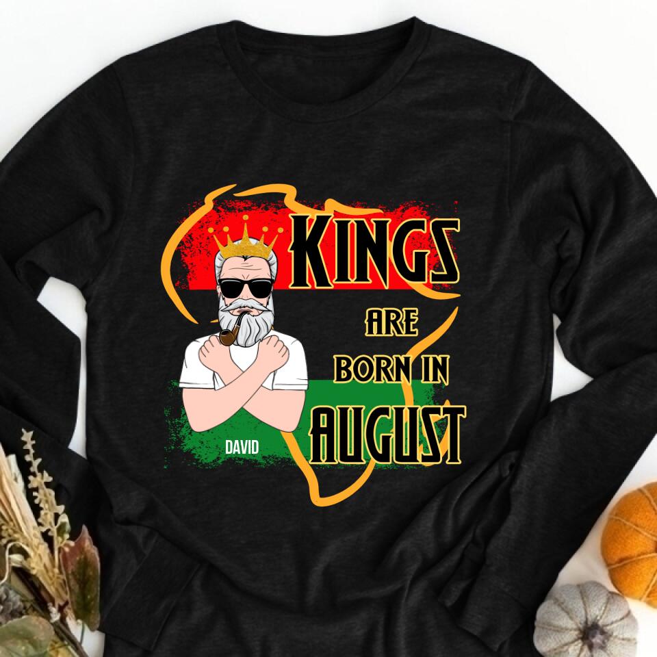August Birthday Shirt, Custom Birthday Shirt, A Black King was born in August, August Birthday Shirts For Man, August Birthday Gifts