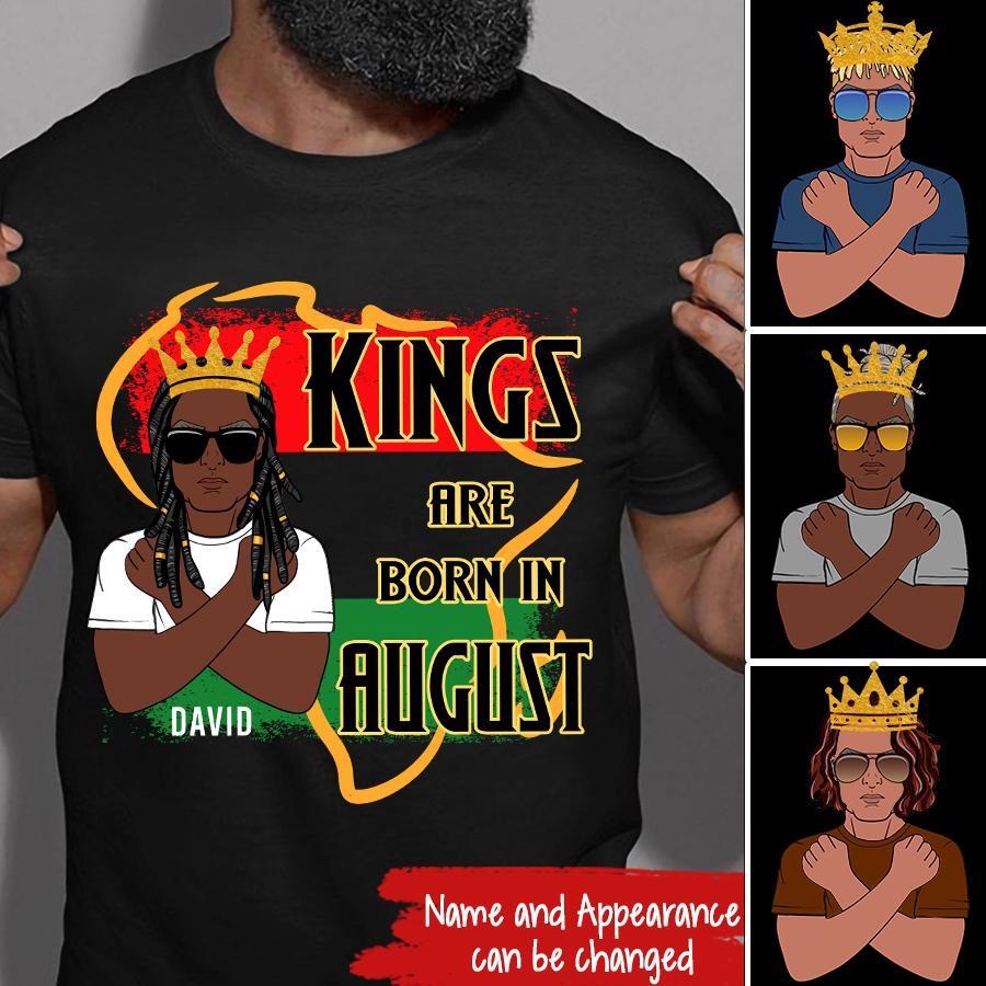 August Birthday Shirt, Custom Birthday Shirt, A Black King was born in August, August Birthday Shirts For Man, August Birthday Gifts