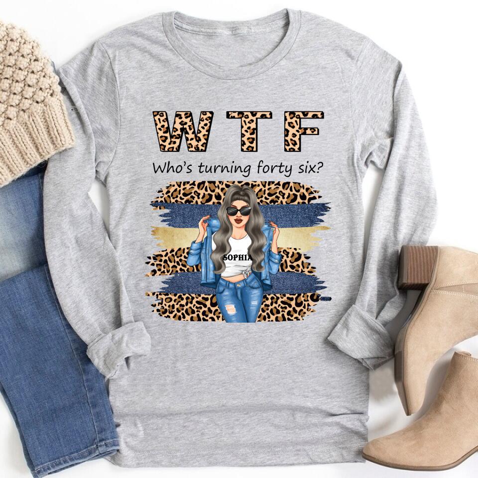 W T F Who Turning Forty Six - Vintage 1976 Shirt, Custom Image Birthday Shirt, 46th Birthday Unique Gifts For Woman, 46th Birthday Ideas, Turning 46 Years Old Cotton Shirt