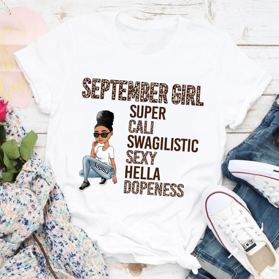 September Birthday Shirt, Custom Birthday Shirt, September Birthday Shirts For Woman, September Birthday Gifts, September Is My Birthday Month, Yep The Whole Month, Melanin Afro Woman Shirt, Black Girl Tee, Afro Queen Black Pride Gift