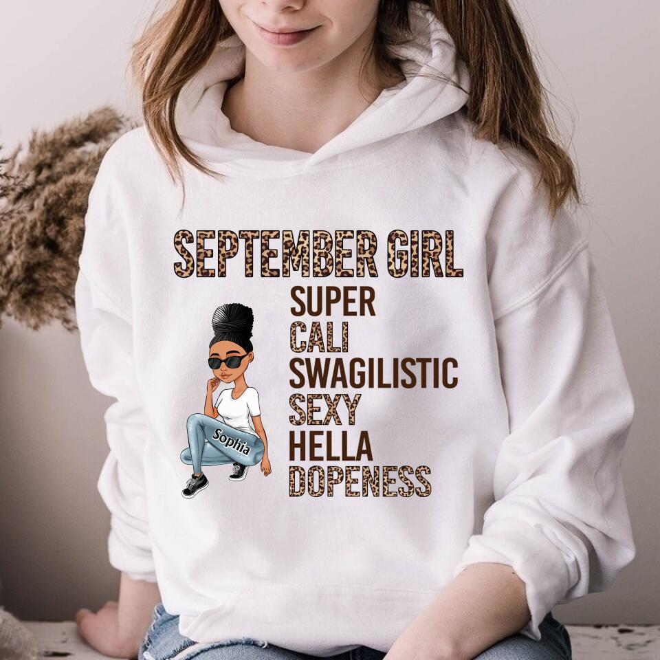 September Birthday Shirt, Custom Birthday Shirt, September Birthday Shirts For Woman, September Birthday Gifts, September Is My Birthday Month, Yep The Whole Month, Melanin Afro Woman Shirt, Black Girl Tee, Afro Queen Black Pride Gift