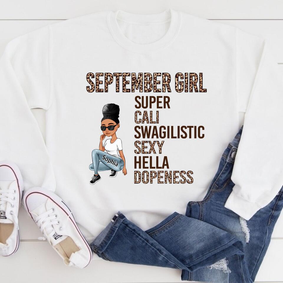September Birthday Shirt, Custom Birthday Shirt, September Birthday Shirts For Woman, September Birthday Gifts, September Is My Birthday Month, Yep The Whole Month, Melanin Afro Woman Shirt, Black Girl Tee, Afro Queen Black Pride Gift