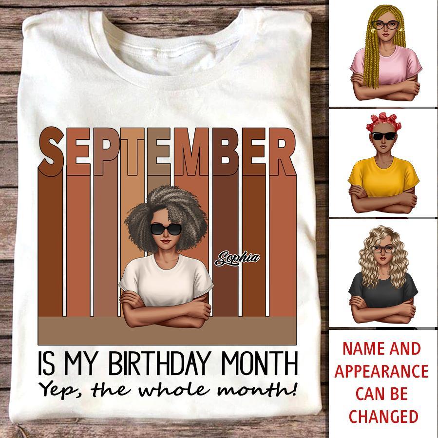 September Birthday Shirt, Custom Birthday Shirt, Queens are Born In September, September Birthday Shirts For Woman, September Birthday Gifts, Melanin Afro Woman Shirt, Black Girl Tee, Afro Queen Black Pride Gift
