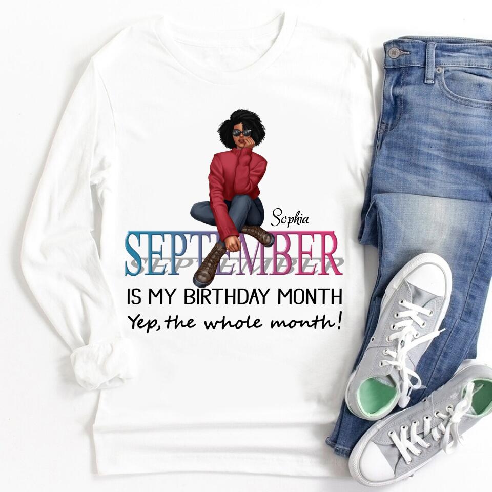 September Birthday Shirt, Custom Birthday Shirt, Queens are Born In September, September Birthday Shirts For Woman, September Birthday Gifts, Melanin Afro Woman Shirt, Black Girl Tee, Afro Queen Black Pride Gift