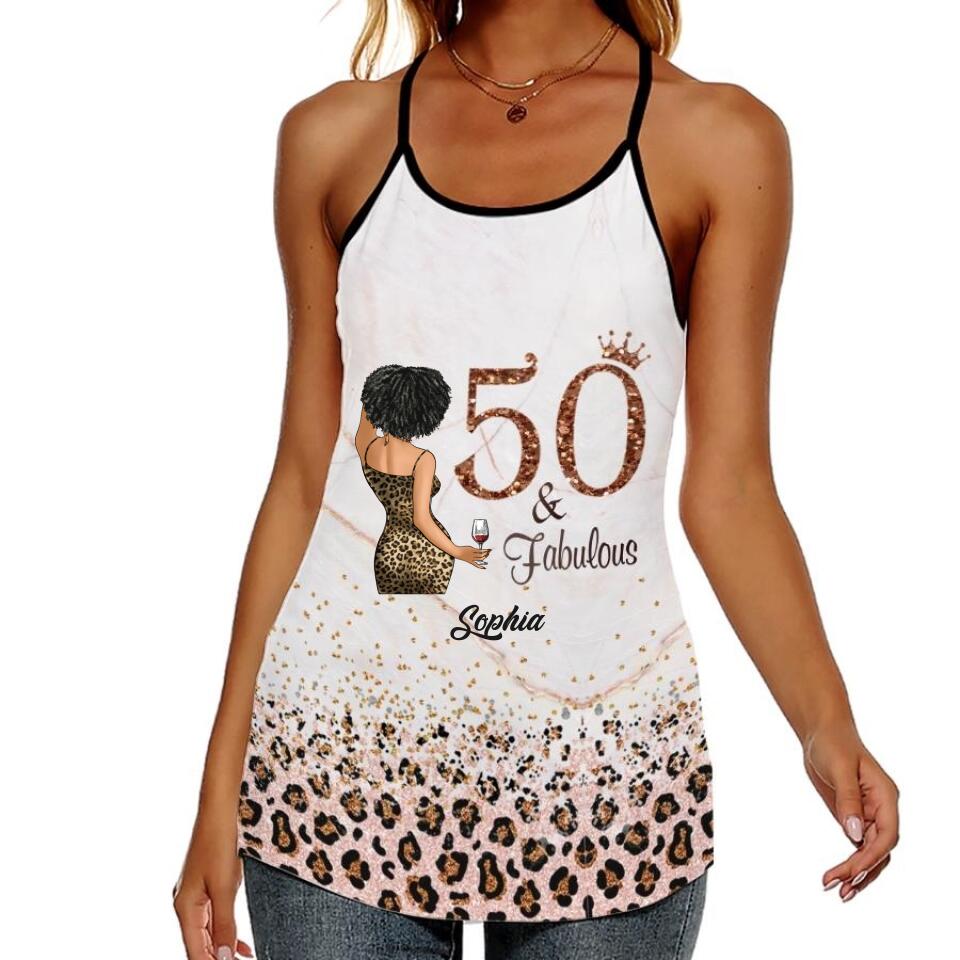 50th Birthday Tank Top, Custom Birthday Tank Top, Turning 50, Gifts For Women Turning 50, 50 And Fabulous, 1972 Tank Top, 50th Birthday Tank Top For Her, All-Over Print Women&#39;s Criss-Cross Open Back Tank Top