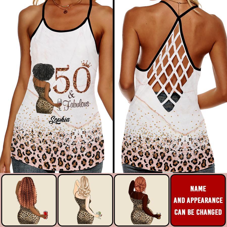 50th Birthday Tank Top, Custom Birthday Tank Top, Turning 50, Gifts For Women Turning 50, 50 And Fabulous, 1972 Tank Top, 50th Birthday Tank Top For Her, All-Over Print Women&#39;s Criss-Cross Open Back Tank Top