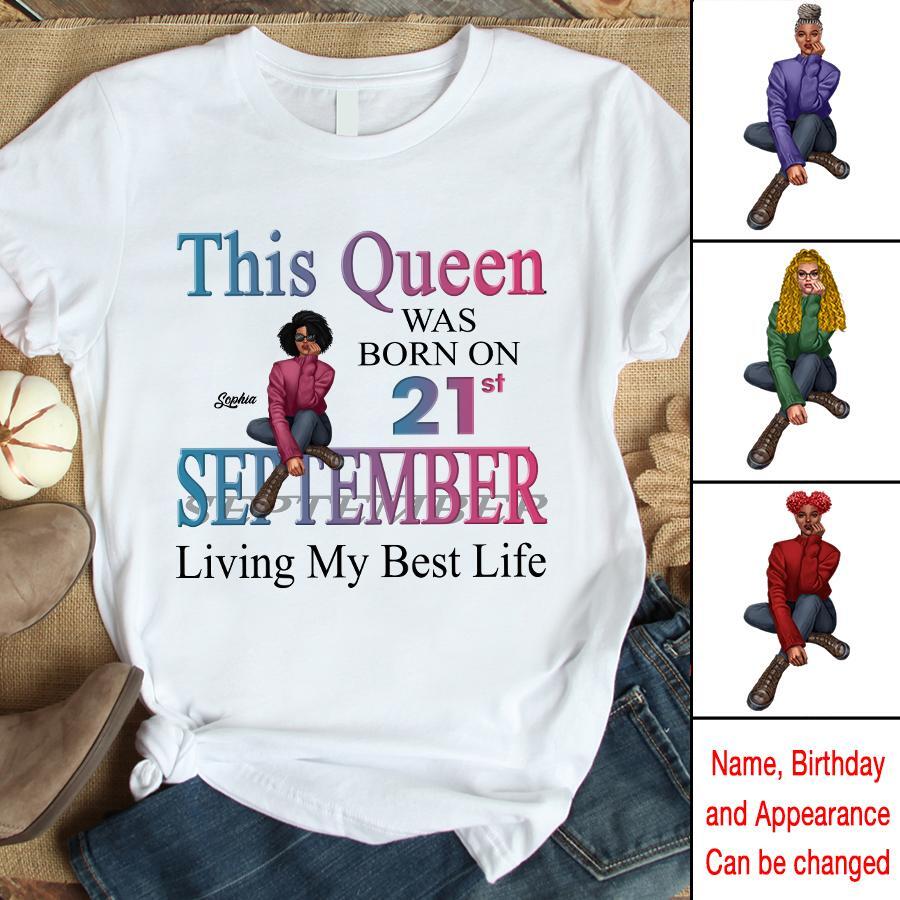 September Birthday Shirt, Custom Birthday Shirt, Queens are Born In September, September Birthday Shirts For Woman, September Birthday Gifts, Melanin Afro Woman Shirt, Black Girl Tee, Afro Queen Black Pride Gift