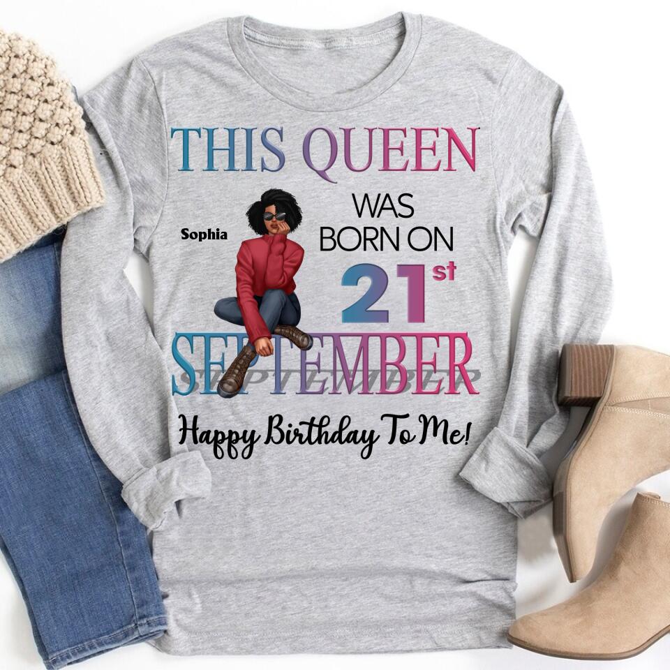 September Birthday Shirt, Custom Birthday Shirt, Queens are Born In September, September Birthday Shirts For Woman, September Birthday Gifts, Melanin Afro Woman Shirt, Black Girl Tee, Afro Queen Black Pride Gift