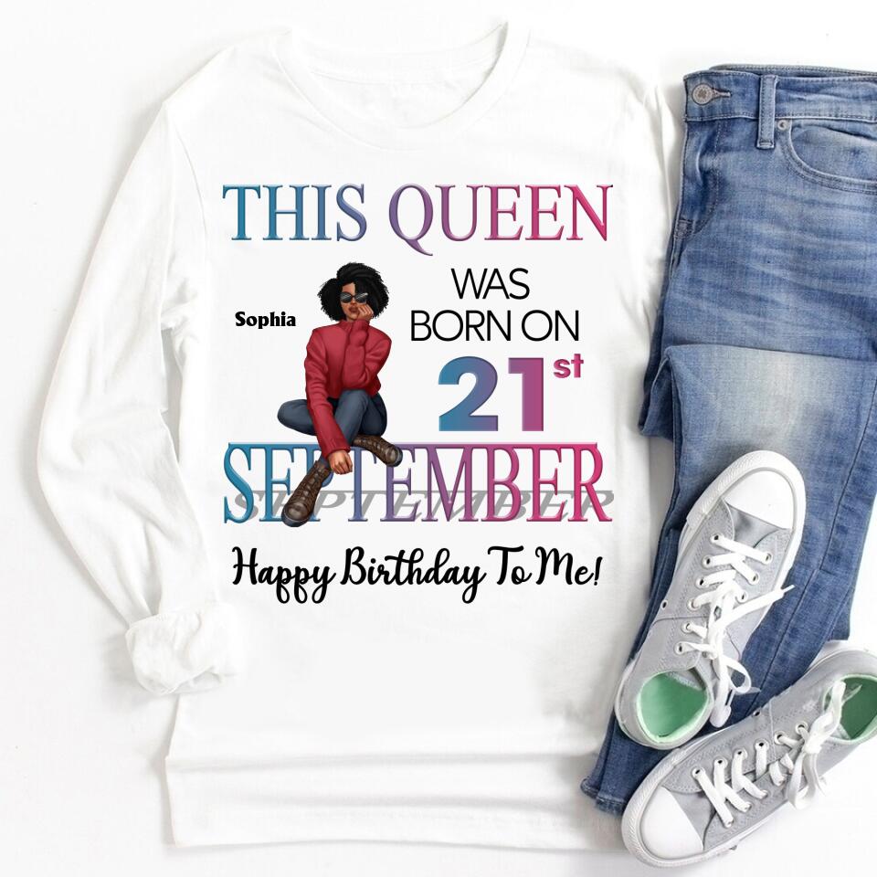 September Birthday Shirt, Custom Birthday Shirt, Queens are Born In September, September Birthday Shirts For Woman, September Birthday Gifts, Melanin Afro Woman Shirt, Black Girl Tee, Afro Queen Black Pride Gift