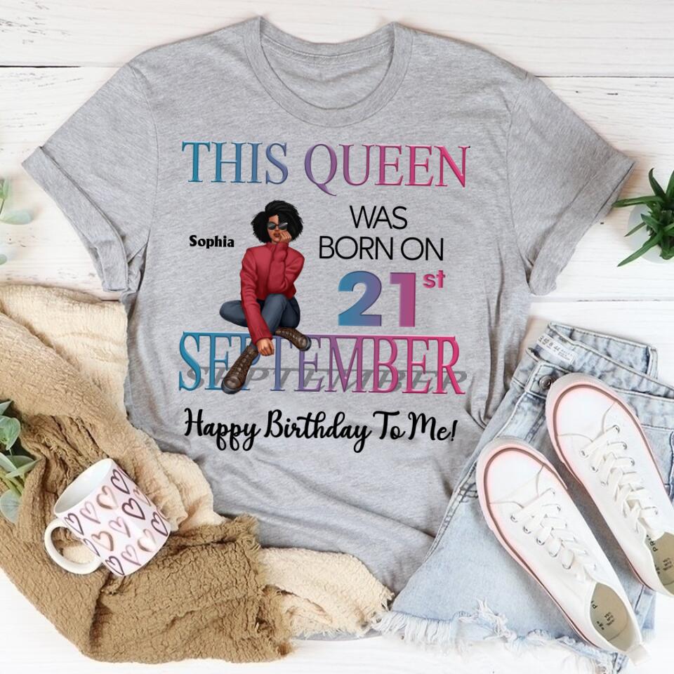 September Birthday Shirt, Custom Birthday Shirt, Queens are Born In September, September Birthday Shirts For Woman, September Birthday Gifts, Melanin Afro Woman Shirt, Black Girl Tee, Afro Queen Black Pride Gift