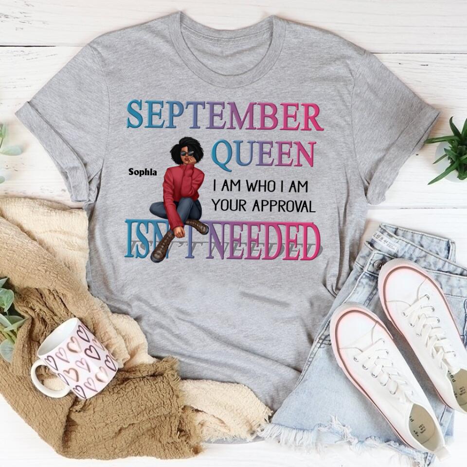 September Birthday Shirt, Custom Birthday Shirt, Queens are Born In September, September Birthday Shirts For Woman, September Birthday Gifts, Melanin Afro Woman Shirt, Black Girl Tee, Afro Queen Black Pride Gift