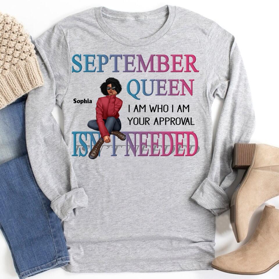 September Birthday Shirt, Custom Birthday Shirt, Queens are Born In September, September Birthday Shirts For Woman, September Birthday Gifts, Melanin Afro Woman Shirt, Black Girl Tee, Afro Queen Black Pride Gift