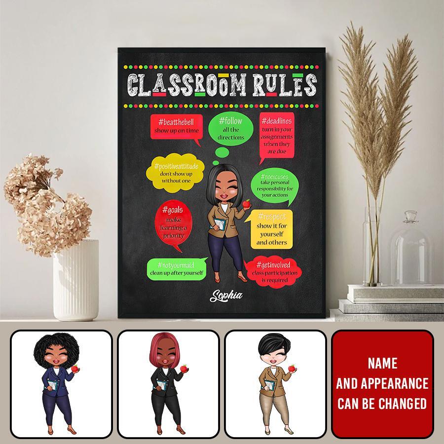 Classroom Rules, Personalized Poster, Canvas, Back To School Gift For Teachers, Besties, Gift From Students, Coworkers, Colleagues