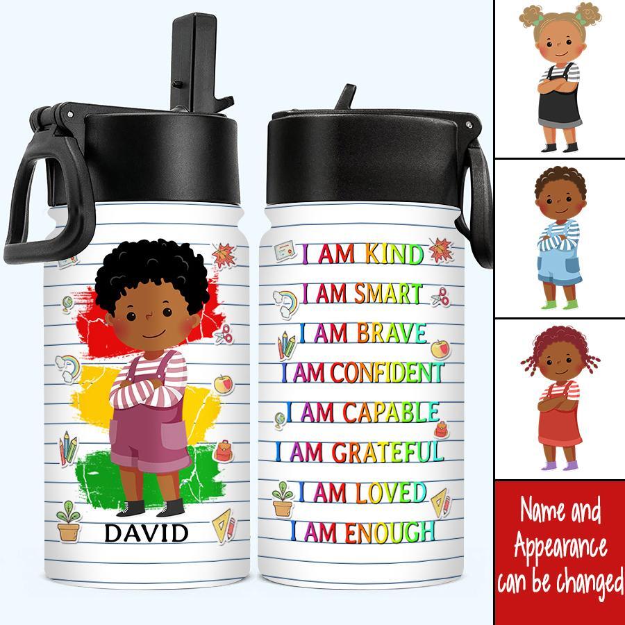 Smart Loved Brave Confident - Personalized Kids Water Bottle With Stra –  Macorner