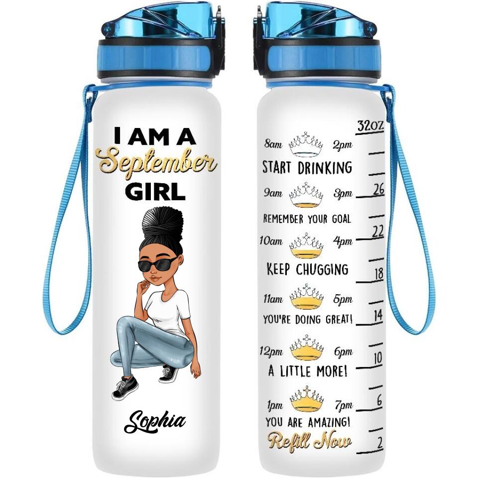 Personalized Water Tracker Bottle - Birthday, Birthday Gift For Her, Girl, Woman, September birthday, September Girl