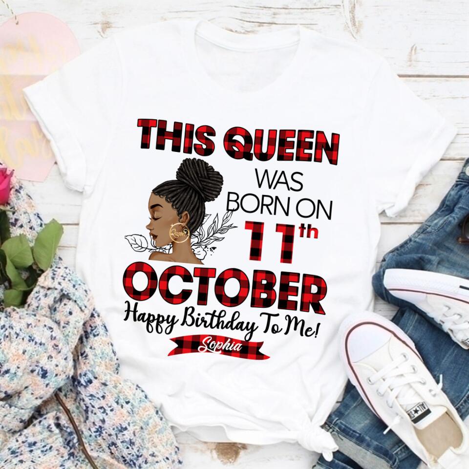 Custom October Birthday Shirt For Woman, Queens are Born In October Gifts, Melanin Afro Woman Shirt, Black Girl Tee, Afro Queen Gift