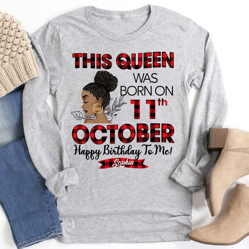 Custom October Birthday Shirt For Woman, Queens are Born In October Gifts, Melanin Afro Woman Shirt, Black Girl Tee, Afro Queen Gift