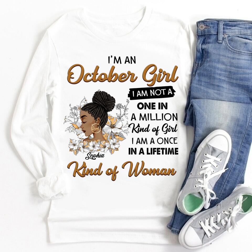 Custom October Birthday Shirt For Woman, Queens are Born In October Gifts, Melanin Afro Woman Shirt, Black Girl Tee, Afro Queen Gift