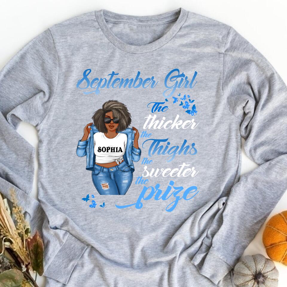 September Birthday Shirt, Custom Birthday Shirt, Queens are Born In September, September Birthday Shirts For Woman, September Birthday Gifts, Melanin Afro Woman Shirt, Black Girl Tee, Afro Queen Black Pride Gift