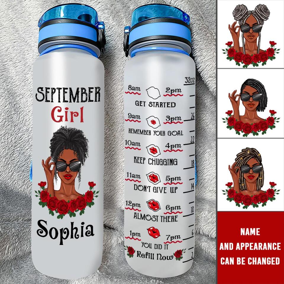 Personalized Water Tracker Bottle - Birthday, Birthday Gift For Her, Girl, Woman, September birthday, September Girl