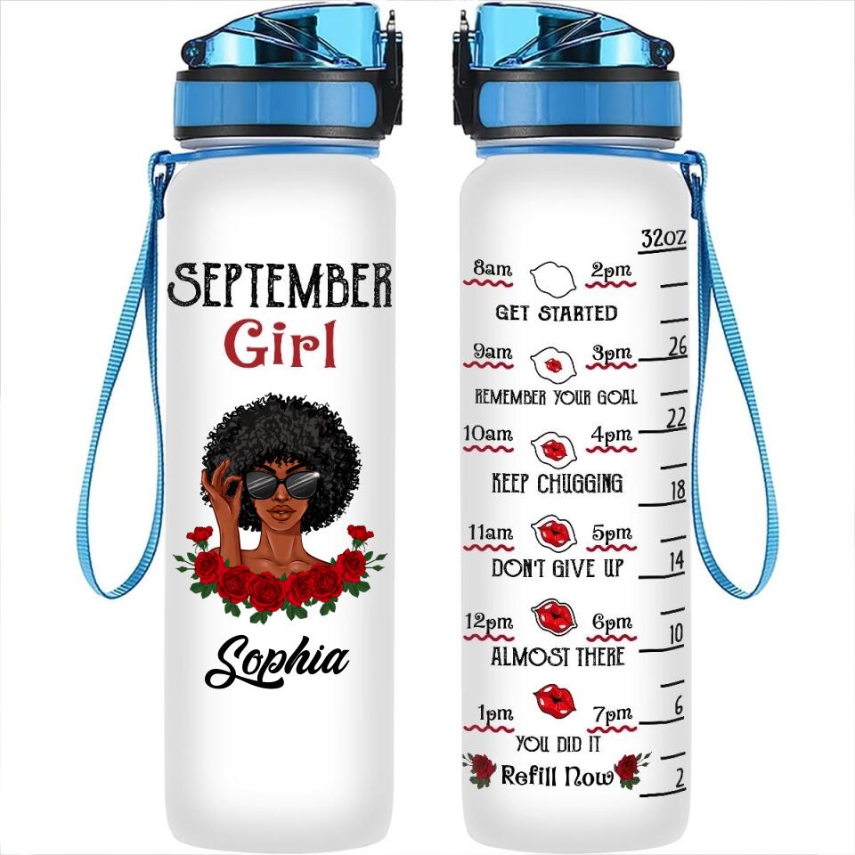 Personalized Water Tracker Bottle - Birthday, Birthday Gift For Her, Girl, Woman, September birthday, September Girl