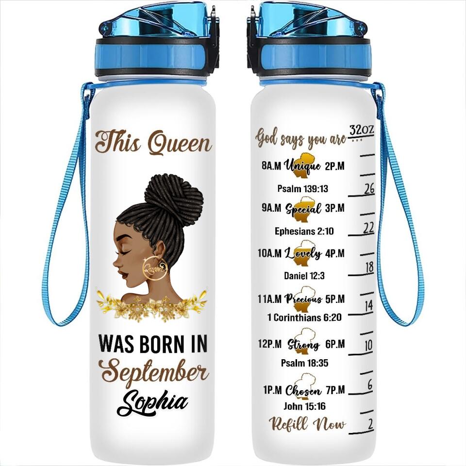 Personalized Water Tracker Bottle - Birthday, Birthday Gift For Her, Girl, Woman, September birthday, September Girl
