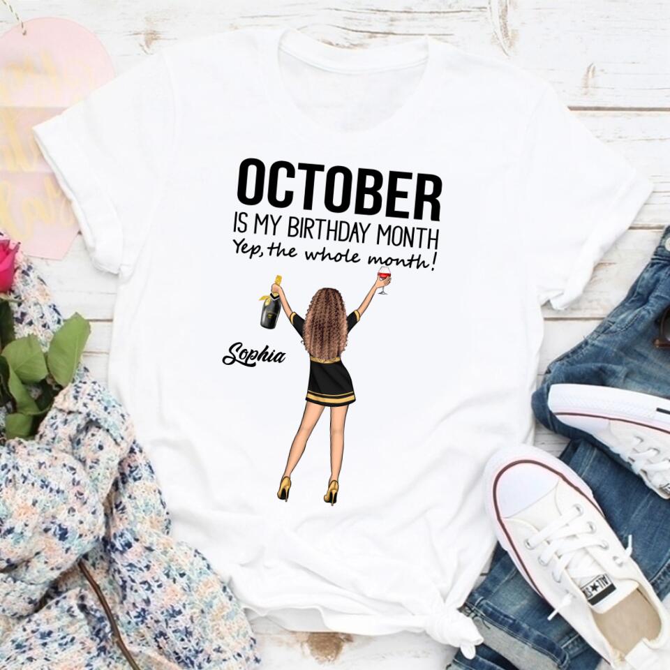 Custom October Birthday Shirt For Woman, Queens are Born In October Gifts, Melanin Afro Woman Shirt, Black Girl Tee, Afro Queen Gift