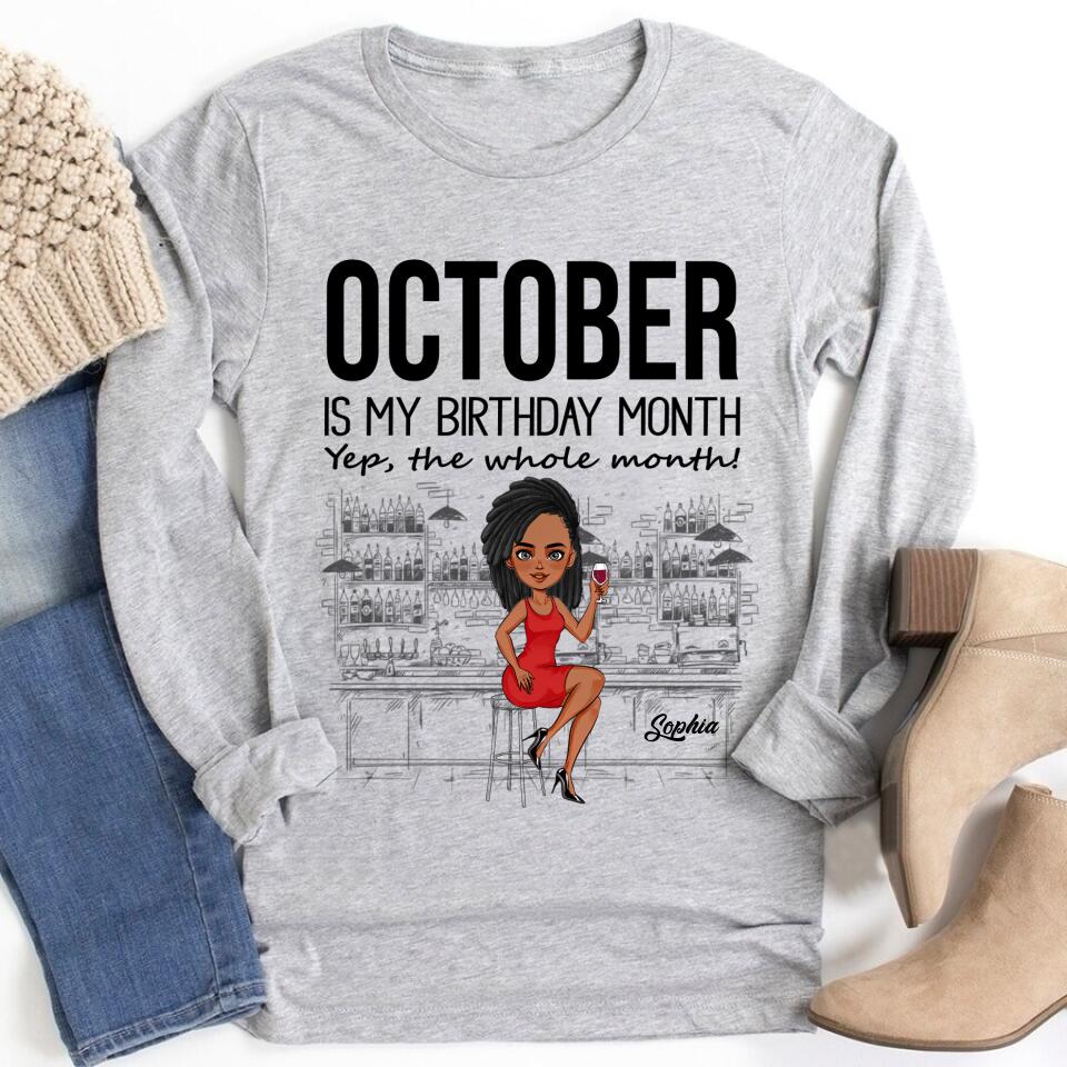 Custom October Birthday Shirt For Woman, Queens are Born In October Gifts, Melanin Afro Woman Shirt, Black Girl Tee, Afro Queen Gift