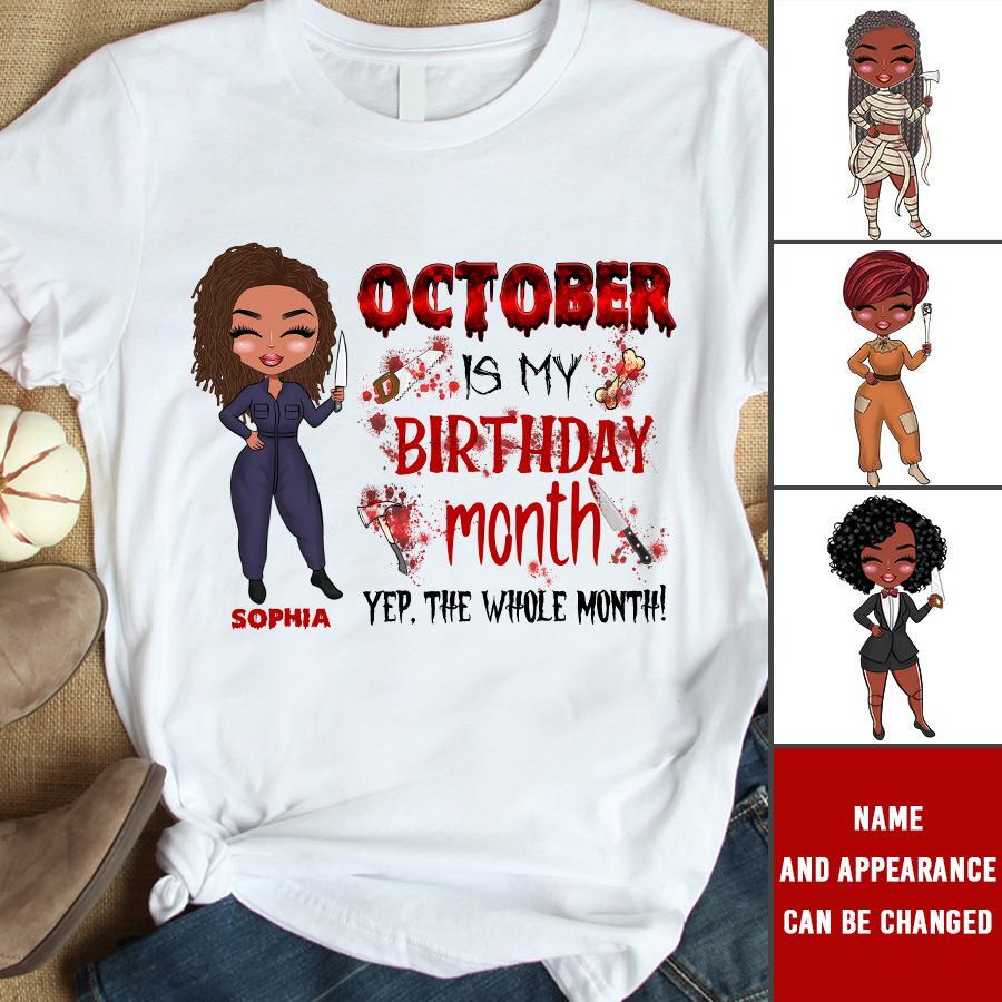 Custom October Birthday Shirt For Woman, Queens are Born In October Gifts, Melanin Afro Woman Shirt, Black Girl Tee, Afro Queen Gift