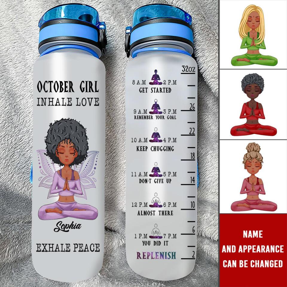 Personalized Water Tracker Bottle - Birthday, Birthday Gift For Her, Girl, Woman, October birthday, October Girl
