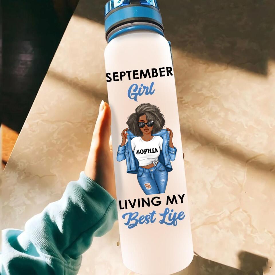 Personalized Water Tracker Bottle - Birthday, Birthday Gift For Her, Girl, Woman, September birthday, September Girl