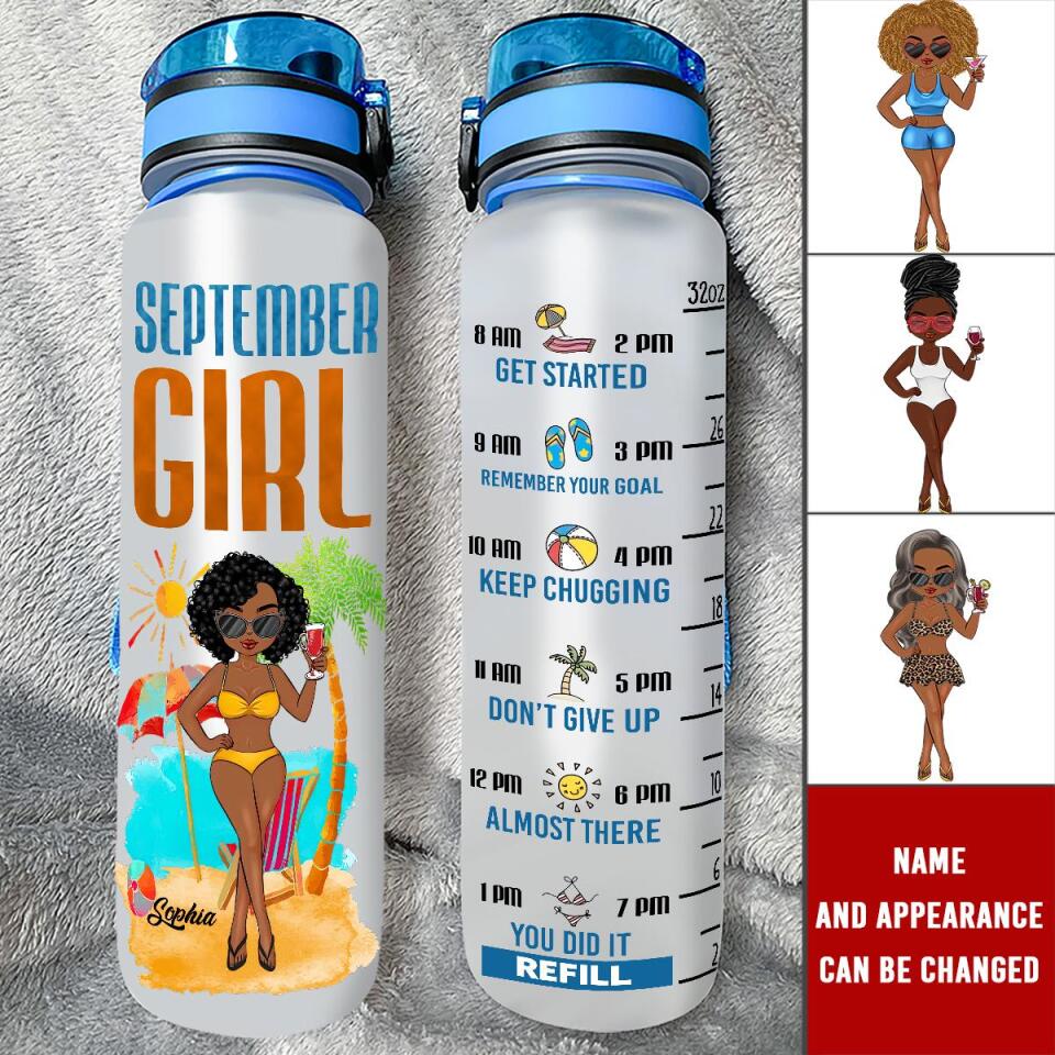 Personalized Water Tracker Bottle - Birthday, Birthday Gift For Her, Girl, Woman, September birthday, September Girl