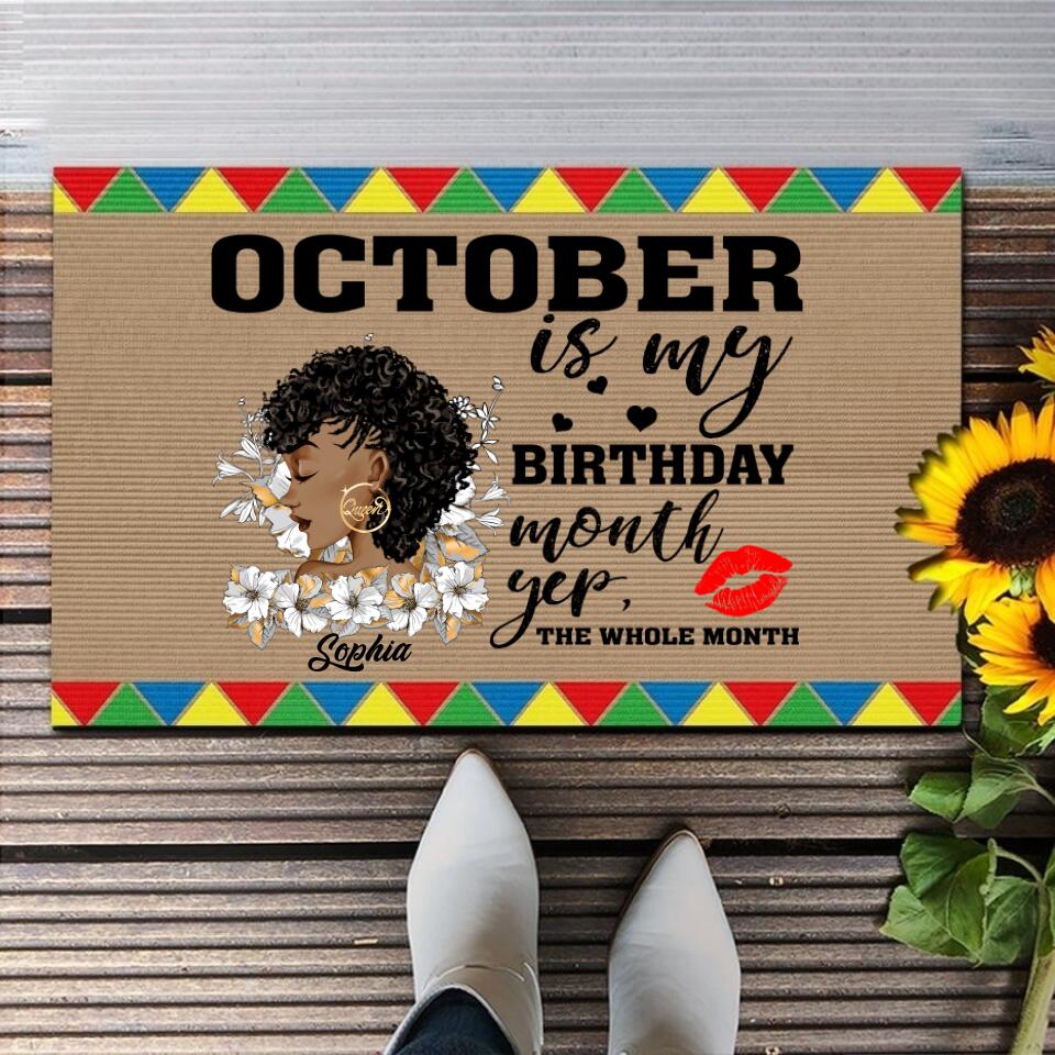 Personalized Doormat, October Girl, Queens are Born In October, October Birthday, Decor Home