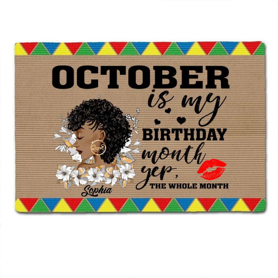 Personalized Doormat, October Girl, Queens are Born In October, October Birthday, Decor Home