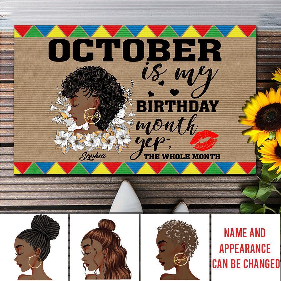 Personalized Doormat, October Girl, Queens are Born In October, October Birthday, Decor Home