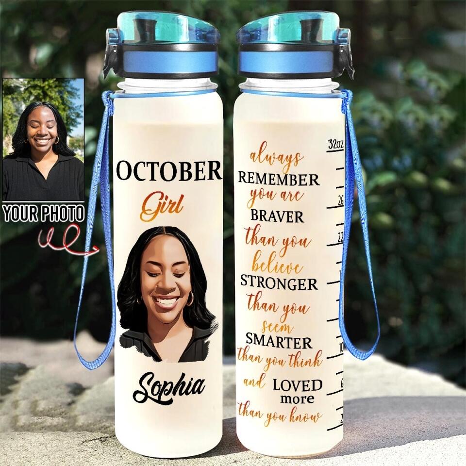 Personalized Water Tracker Bottle - Birthday, Birthday Gift For Her, Girl, Woman, October birthday, October Girl