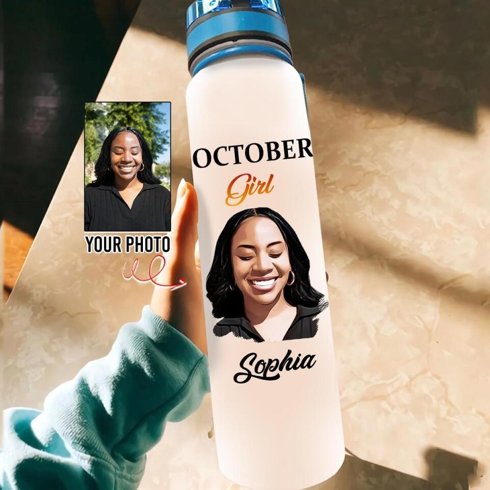 Personalized Water Tracker Bottle - Birthday, Birthday Gift For Her, Girl, Woman, October birthday, October Girl