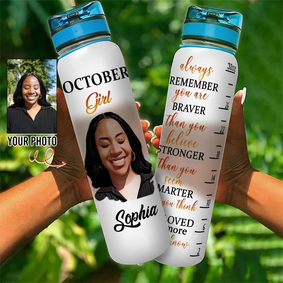 Personalized Water Tracker Bottle - Birthday, Birthday Gift For Her, Girl, Woman, October birthday, October Girl