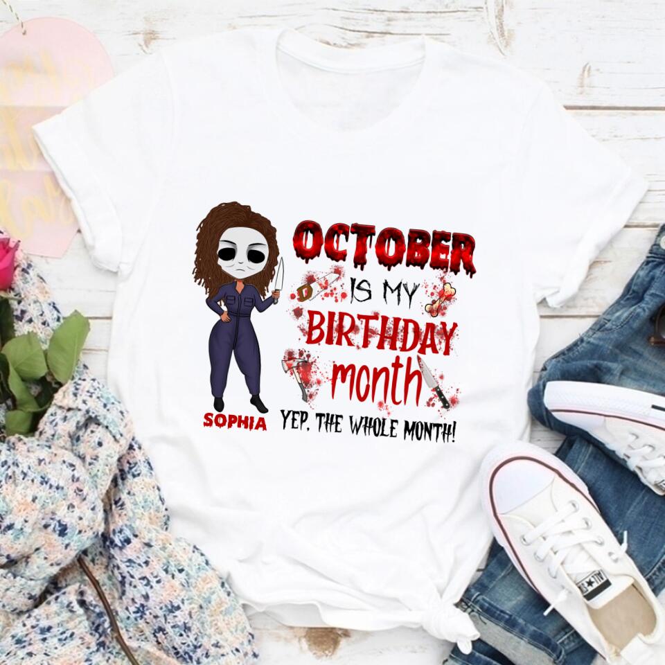 Custom October Birthday Shirt For Woman, Queens are Born In October Gifts, Melanin Afro Woman Shirt, Black Girl Tee, Afro Queen Gift