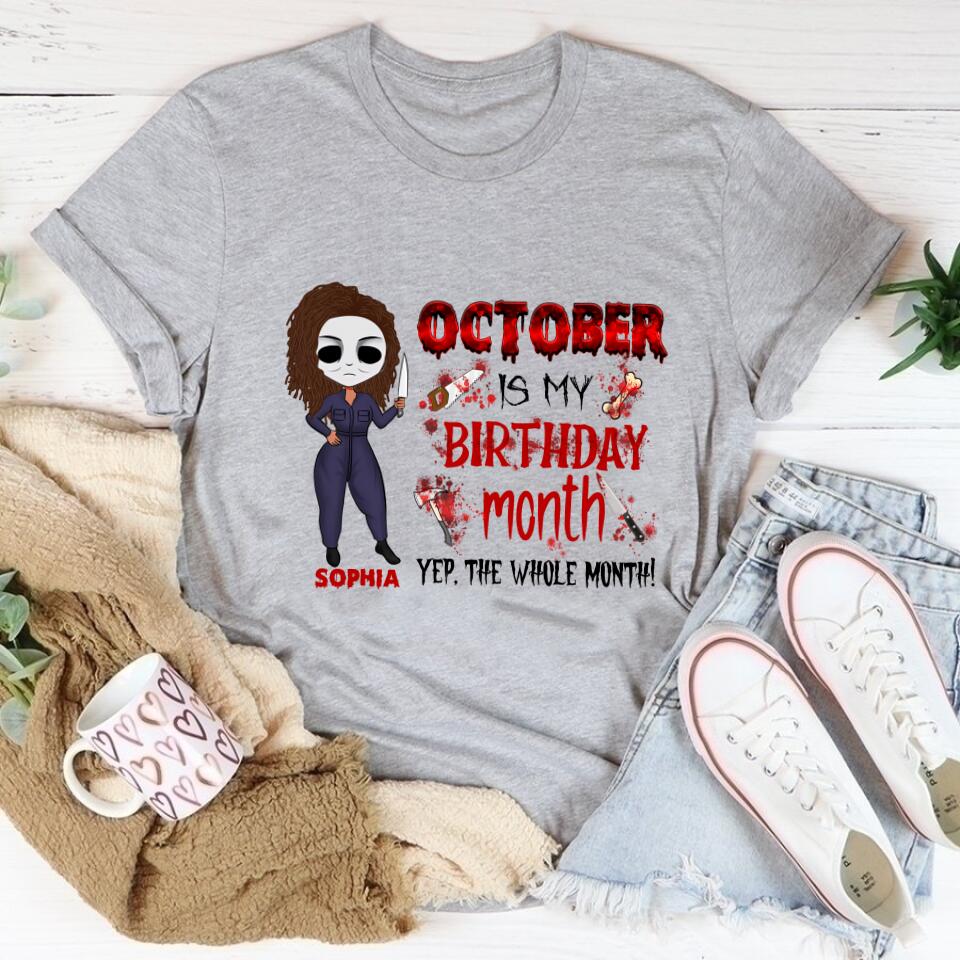 Custom October Birthday Shirt For Woman, Queens are Born In October Gifts, Melanin Afro Woman Shirt, Black Girl Tee, Afro Queen Gift