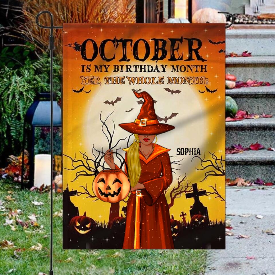 October Birthday Garden Flag, Custom Birthday Flag, Queens are Born In October, October Birthday Shirts For Woman, October Birthday Gifts