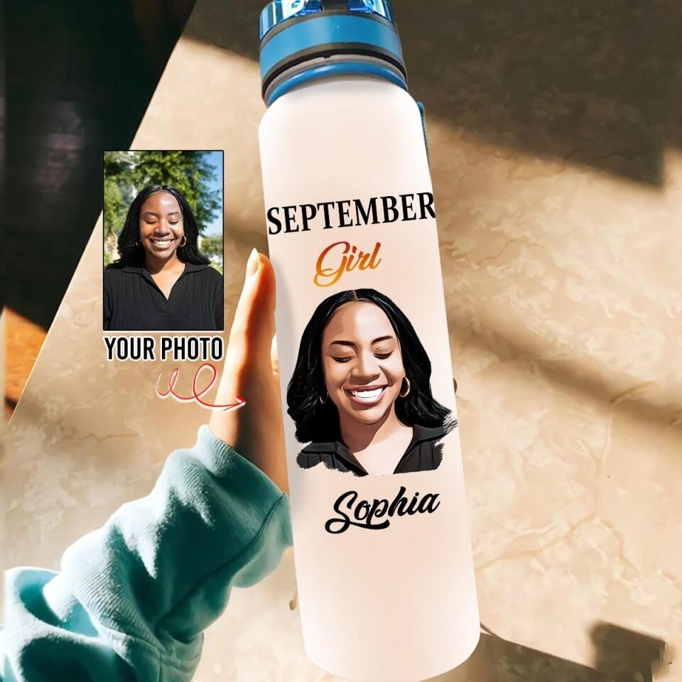 Personalized Water Tracker Bottle - Birthday, Birthday Gift For Her, Girl, Woman, September birthday, September Girl