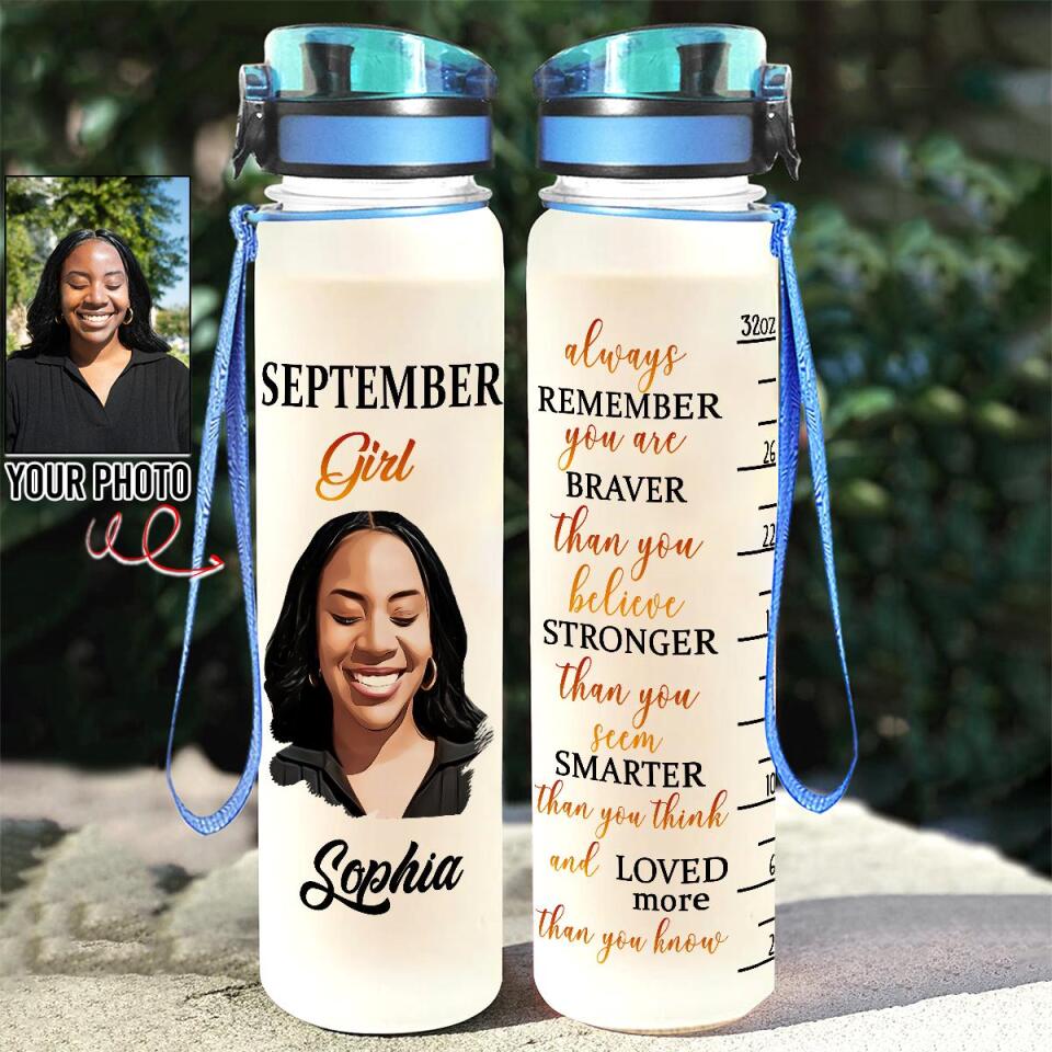 Personalized Water Tracker Bottle - Birthday, Birthday Gift For Her, Girl, Woman, September birthday, September Girl