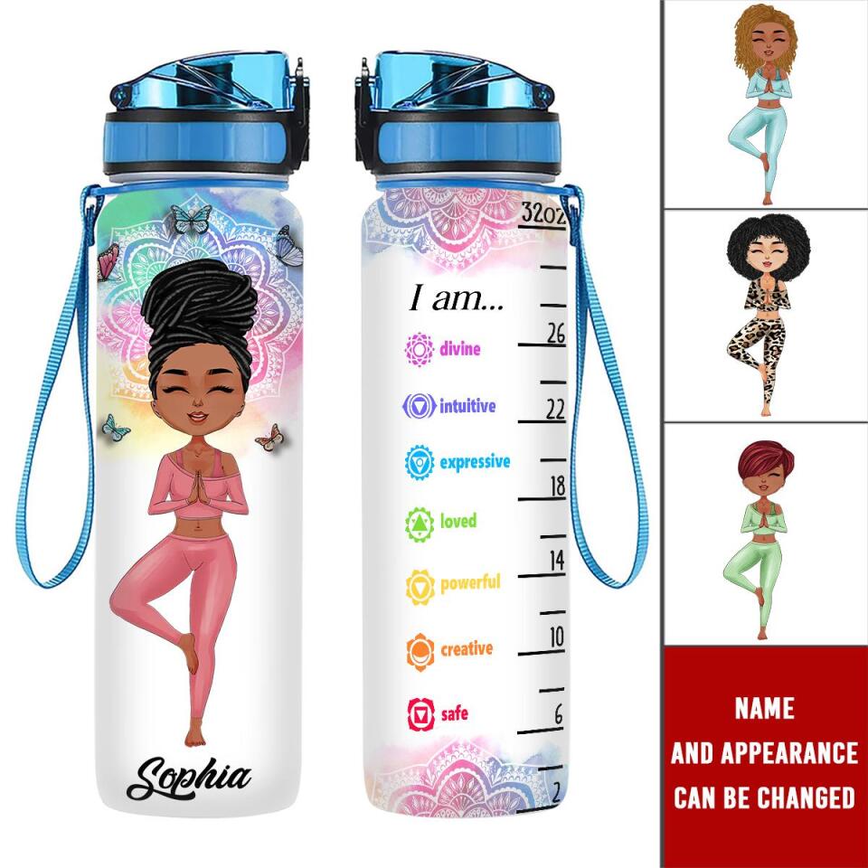 Personalized Water Tracker Bottle, Birthday Gift For Her, Personalized Water Bottle With Time Marker, Gift For Yoga Lovers, Yogi Gifts