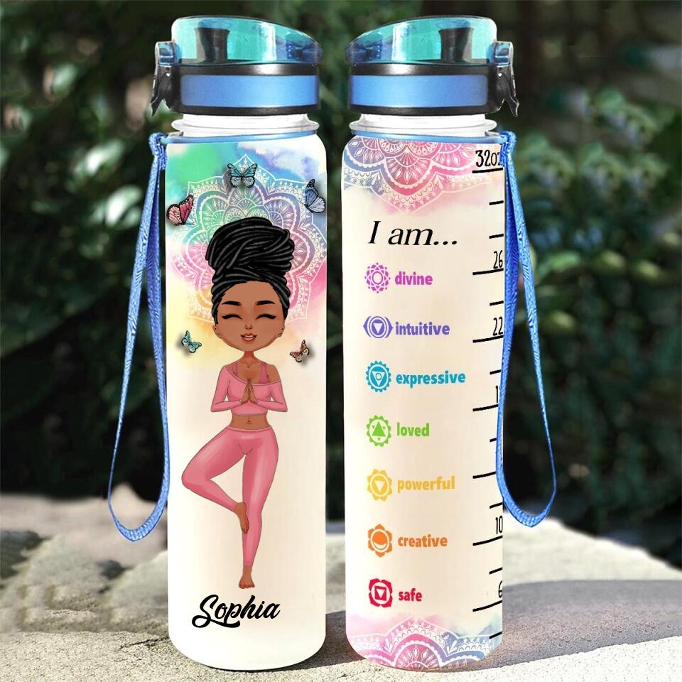 Personalized Water Tracker Bottle, Birthday Gift For Her, Personalized Water Bottle With Time Marker, Gift For Yoga Lovers, Yogi Gifts